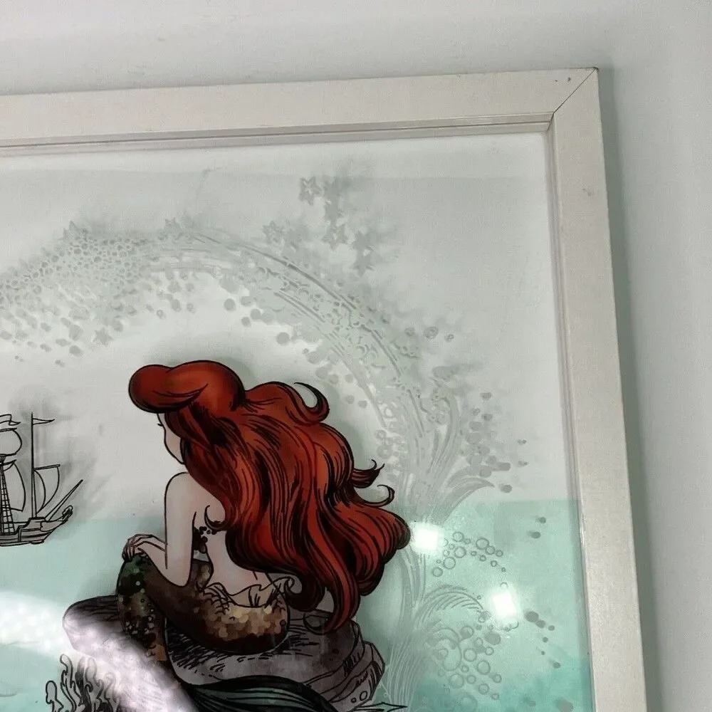 Disney The Little Mermaid Ariel Glass Wood Hanging Wall Decor 14” Square